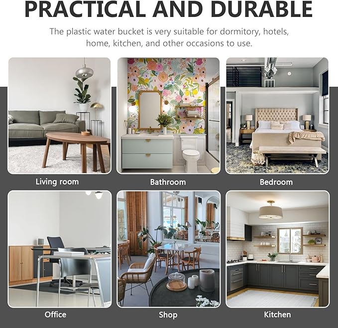 PRETYZOOM Multipurpose Plastic Water Bucket with Handle, 1.3 Gallon Bucket for Home, Gardening, Cleaning, Pet Care, Storage, Durable and Ergonomic Design