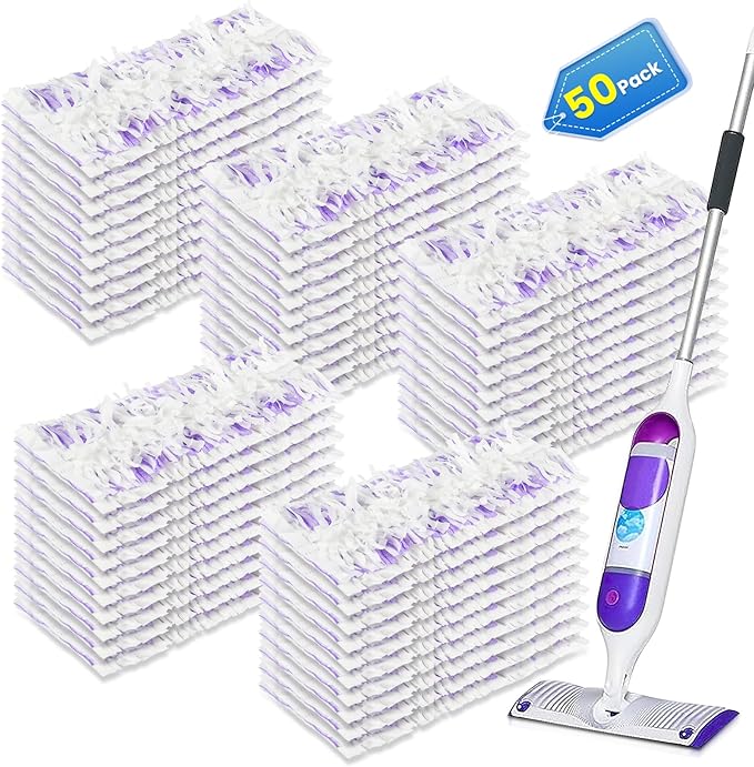 Cleaning Pads Compatible with Swiffer Power MOP Refills | 50 Pack 20% Thicker Pads | Pet Hair & Grease Deep Cleaner