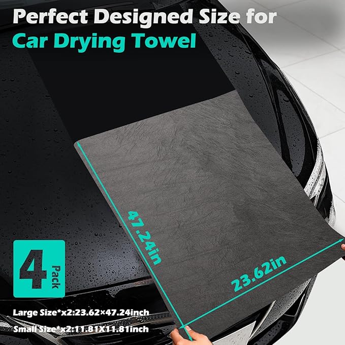 XANGNIER 4 Pack Car Drying Towel,Extra Large Microfiber Towels for Cars,Super Absorbent Micro Fiber Auto Drying Towel,Scratch Free,Reusable Wash Towels for Auto Detailing Flash,Car Cleaning Supplies