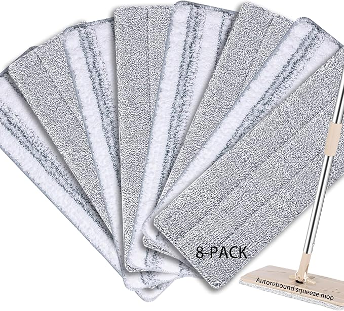 Flat Mop Pads Compatible with Joymop, Joymoop Mop Replacement Pads for Joy 13 inch Flat Moop, Washable Squeeze Microfiber Mop pad for Floor Cleaning(8 Pack Refill, 13"X 4.9")
