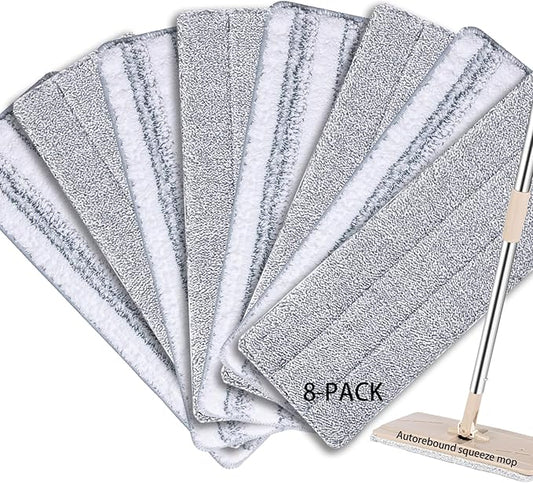 Flat Mop Pads Compatible with Joymop, Joymoop Mop Replacement Pads for Joy 13 inch Flat Moop, Washable Squeeze Microfiber Mop pad for Floor Cleaning(8 Pack Refill, 13"X 4.9")