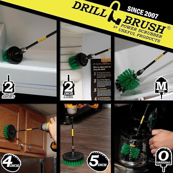 Kitchen Cleaning Supplies - Household Scrubber Set - Kitchen Cleaner Brushes - Oven Scrubbing Tools - Household Cleaning Supplies - Pan and Pot Scrub Brush for Home - Drill Brush Kit to Clean Fridge