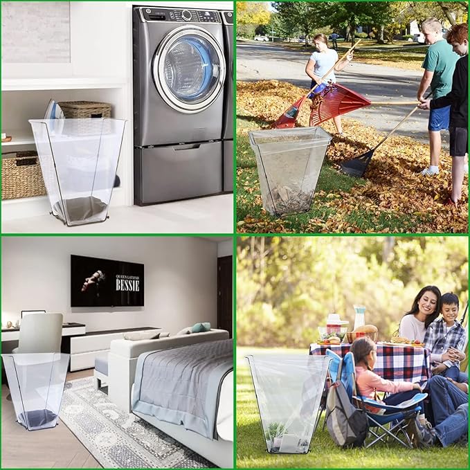 FEED GARDEN Trash Bag Holder, Outdoor Metal Leaf Bag Holder Stand, Garbage Bag Frame Holder for 30-45 Gallon Bags for Leaves, Camping, Yard Weeding, Lawn Party