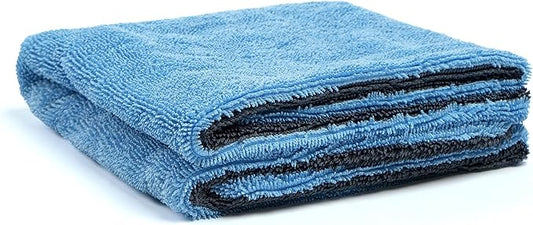 Greenfound Microfiber Towel for Cars, 1000GSM Car Drying Towel, Double Twist Pile & Edgeless Design, No Streaks, Scratches, or Water Spots, Soft and Absorbent, 18"×24", Blue&Grey