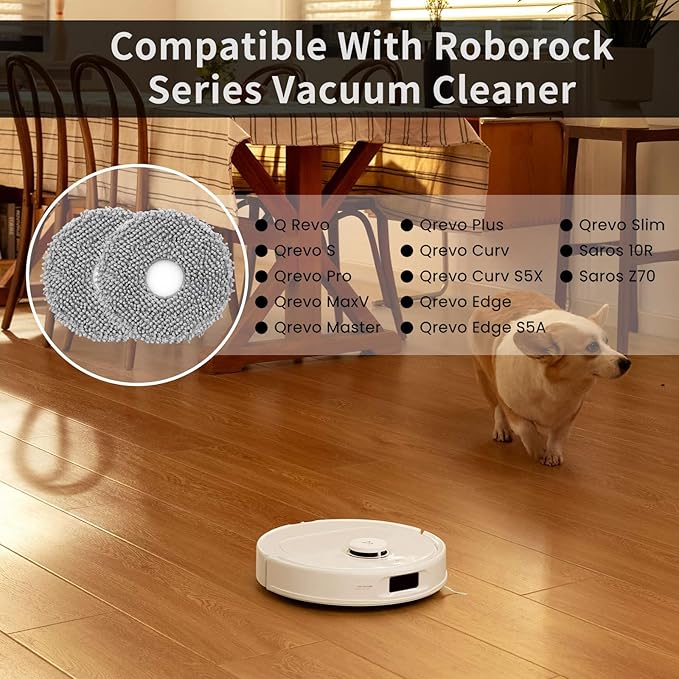 8Pack Microfiber Mop Cloth Pad Set for Q Revo, Qrevo MaxV, Qrevo S, Qrevo Pro, Qrevo Slim,Qrevo Curv,Qrevo S5V,Qrevo Edge S5A,Qrevo Master,Saros 10R,QV35A,QV 35S Roborock Robot Vacuum Mop Accessories