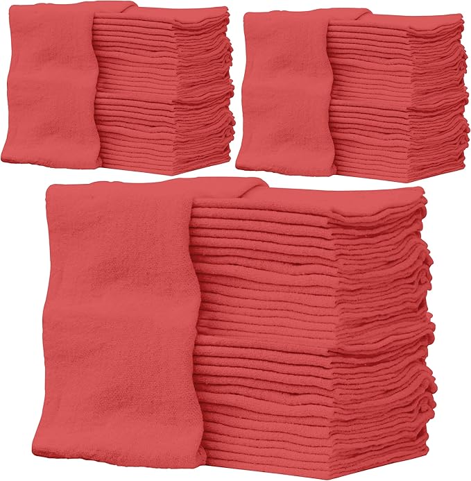 ZUPERIA Cotton Shop Towel – Multipurpose Cleaning Cloths (14" x 12" - Pack of 500 - Red) Reusable Shop Rags for Automobiles, Industrial, Restaurants, Garage, and Homes