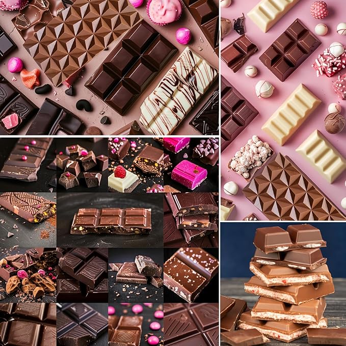 Palksky Chocolate Bar Mold Deep, 2Pack Silicone Chocolate Molds with Grid & Diamond Shapes for Homemade Chocolates, Silicone Molds for Making Pistachio Chocolate Bars, Treats & Desserts