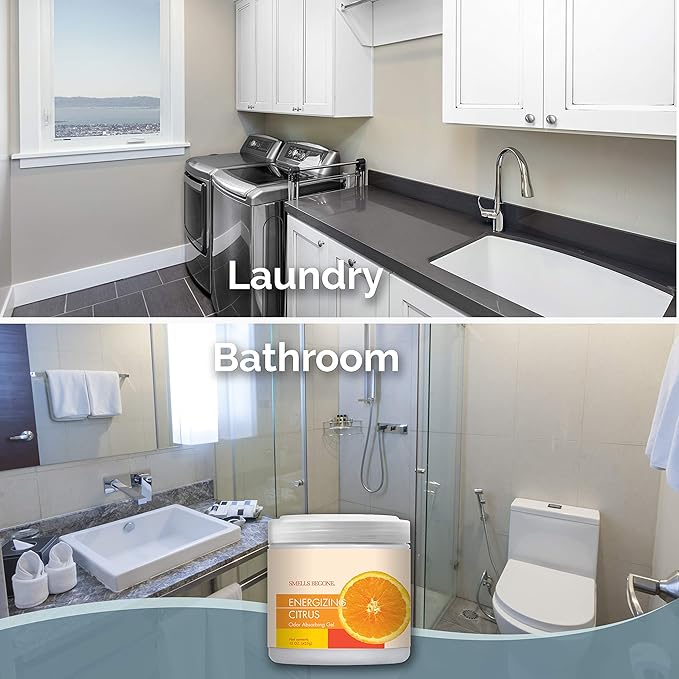 SMELLS BEGONE 15 oz Air Freshener Odor Absorber Gel - Absorbs Odor from Bathrooms, Cars, Pet Areas, Boats & RVs - Made with Essential Oils - Energizing Citrus Scent