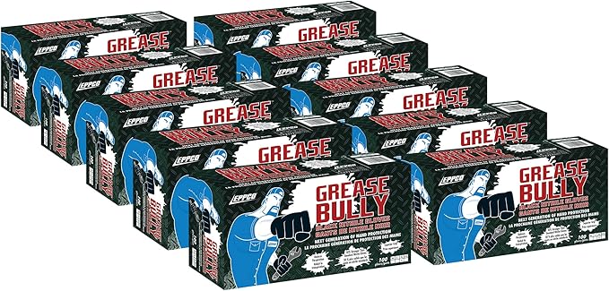 EPPCO Grease Bully 6-Mil Black Nitrile Gloves Disposable Powder Free, Latex Free Textured Superior Grip Glove for Mechanics