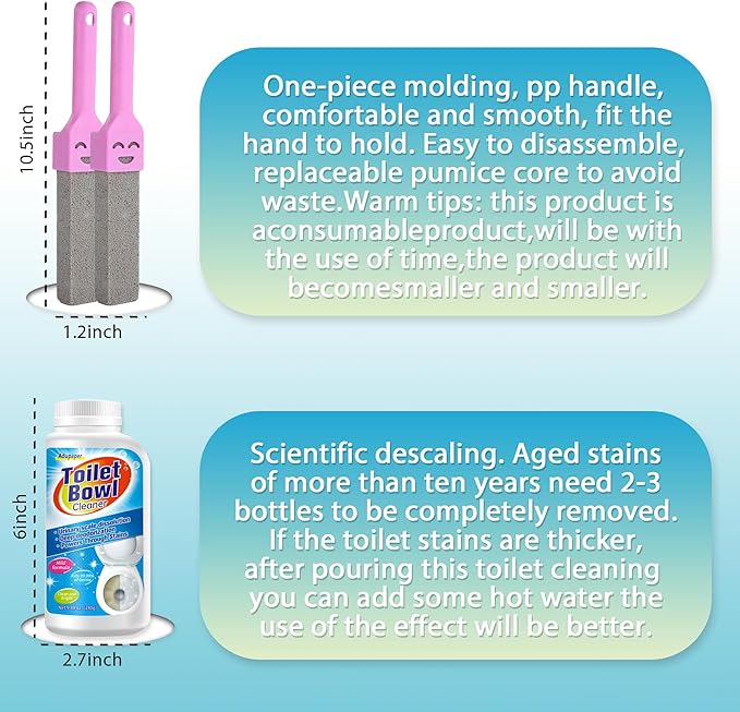 Pumice Stone for Toilet Bowl Cleaning, Powerfully Cleans Hard Water Rings, Calcium Buildup & Stains, Suitable for Cleaning Toilets, Bathtubs