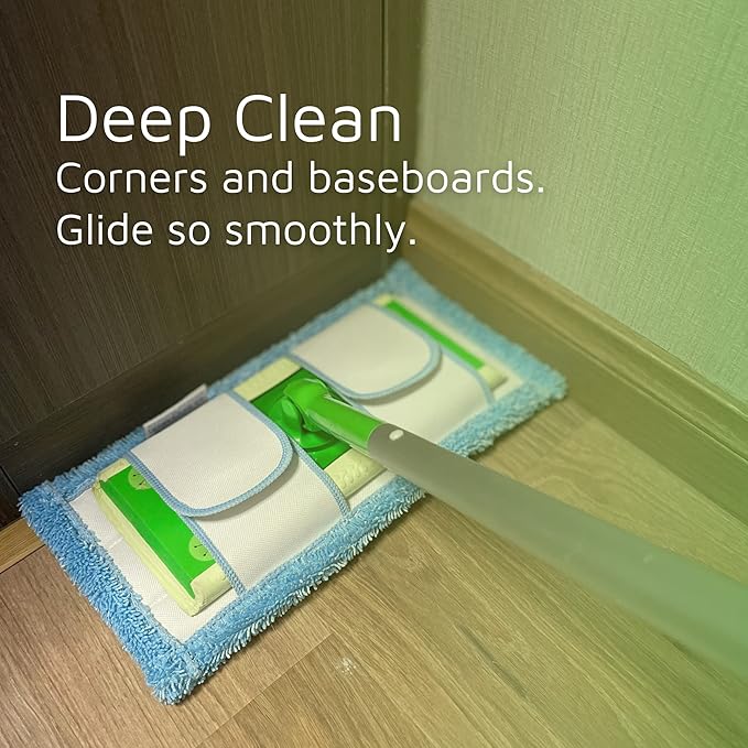 Reusable Microfiber Mop Pad for Swiffer Sweeper, 12.5'' Refill Washable for Hard Floor Baseboard Cleaning, Wet/Dry Cleaning, 2 Pack