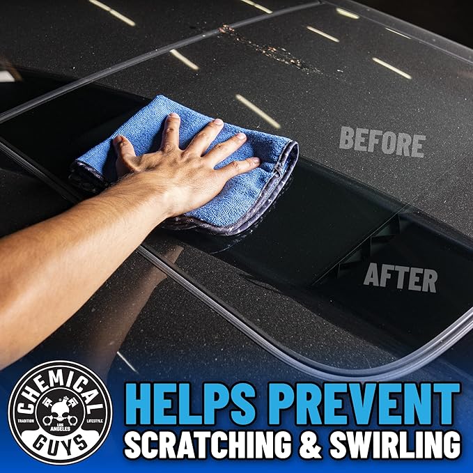 Chemical Guys MIC110012 Professional Grade Premium Microfiber Towels, Blue (16 Inch x 16 Inch) (Pack of 12) - Safe for Car Wash, Home Cleaning & Pet Drying Cloths