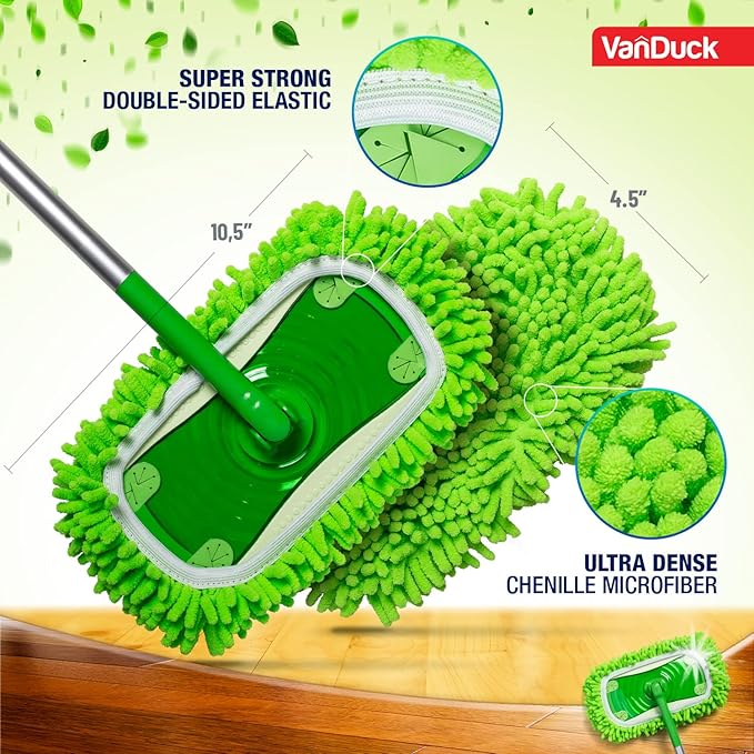 VanDuck Dust Mop Refill Compatible with Swiffer Sweeper (6 Pack) - Microfiber Pet Heavy Duty Dry Cloth Refills - Reusable Mop Pad (Handle is Not Included)