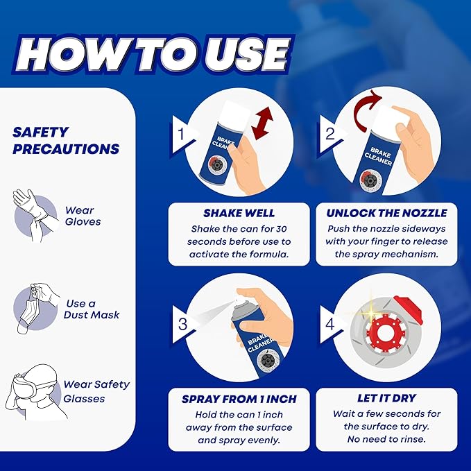 Adhesive Guru Non-Chlorinated Brake Cleaner – (12 x16.9 fl oz) – Brake Parts Cleaner & Degreaser for Disc, Pads, Calipers, Springs, Rotors, Clutch & Chain – Fast-Drying, Residue-Free