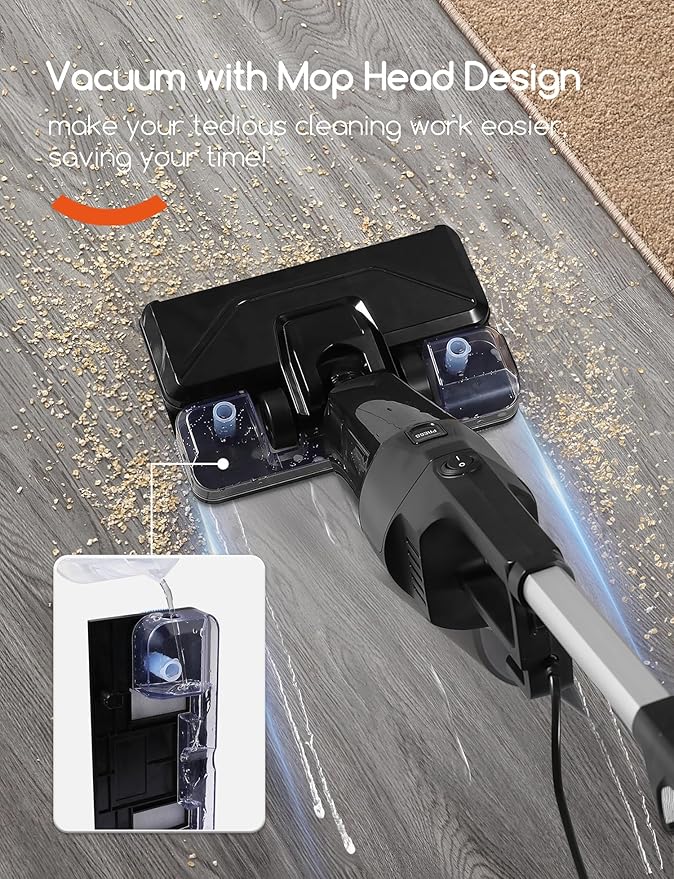 Stick Vacuum Cleaner with 3 Mop Pads Electirc Mop 600W 18kpa Powerful Suction Corded Upright Vacuum Lightweight Electric mop for Tile Hardwood Floor,Marble Cleaning