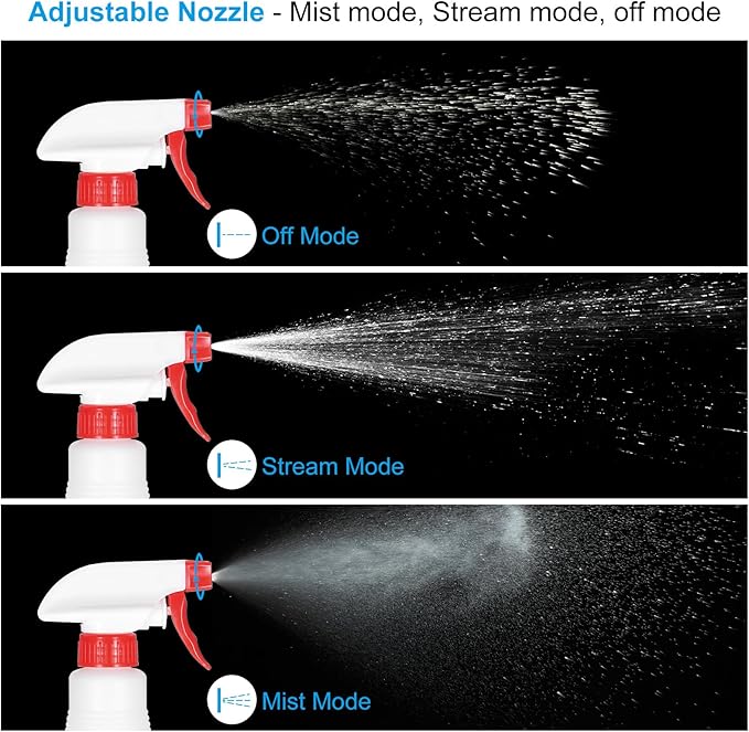 PATIKIL 750ml/24oz Plastic Spray Bottles, 2pcs Adjustable Nozzle Refillable Leak Proof Empty Water Mist Stream Sprayer for Cleaning Solutions Plants Hair, Red