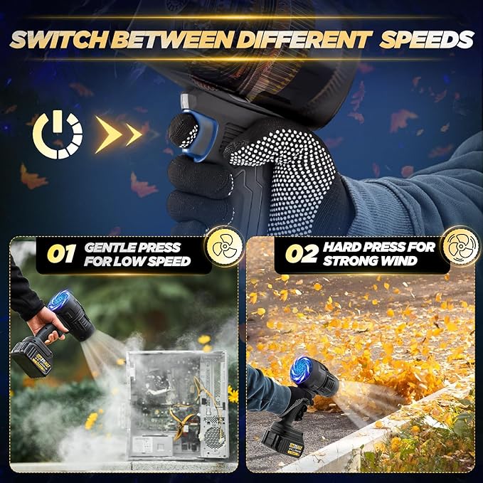 2025 Upgraded Portable Dust Cleaner,Compressed Air Duster with Adjustable Speeds,Handheld Electric Dust Blower,Mini Jet Dry Blower Fan, for Cleaning, Camping, Outdoor