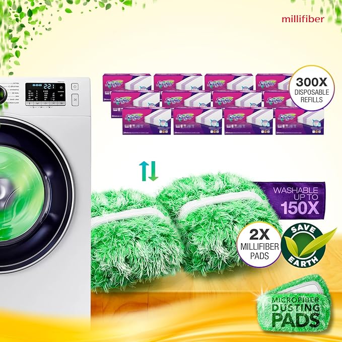 Floor Duster Refill Compatible with Swiffer WetJet (2 Pack) - Microfiber Mop Pads for Dusting Cloths - Reusable Replacements Mop Pads