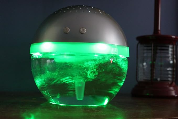 EcoGecko Magic Ball, Light Up Air Revitalizer, Air Freshener, Room Aromatizer, Aroma and Essential Oil Diffuser with Orange Peel, Cinnamon Oils, 2 Bottle 30ml Each, Silver