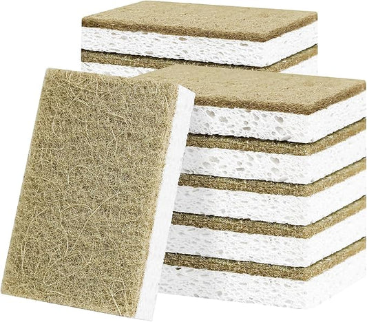 Natural Kitchen Sponges, 12 Pack Non-Scratch Sponge for Dishes, Biodegradable Scruber Sponges Kitchen for Cleaning, Household