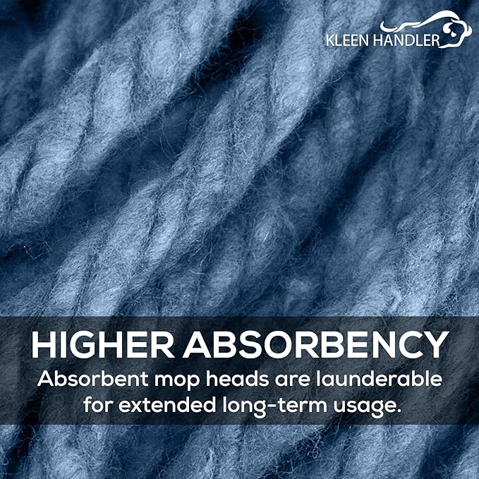 KLEEN HANDLER HEAVY DUTY Commercial Mop Head Replacement, Wet Industrial Blue Cotton Looped End String Cleaning Mop Head Refill (Pack of 6)