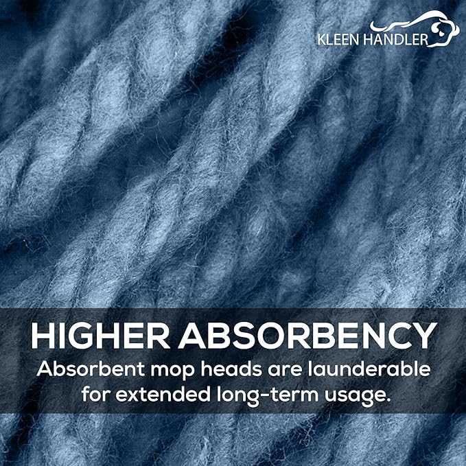 KLEEN HANDLER General Cleaning Mop Heavy Duty Commercial Replacement, Wet Industrial Blue Cotton Looped End String Head Refill (Pack of 3)