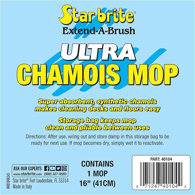STAR BRITE Ultra Chamois Mop & Storage Bag - Premium Mop Head Attaches to All Extend-A-Brush Handles (040104)