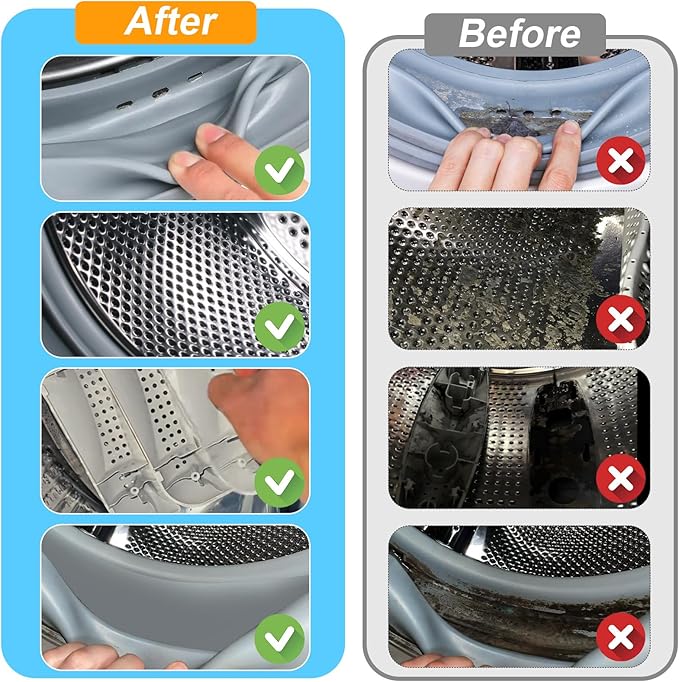 Palksky Washing Machine Cleaning Brush Set, Front Load Washer Machine Cleaner Accessories with 1PCS Drum Slot Cleaner Brushes and 5PCS Crevice Cleaning Brush for Washer Rubber Seal