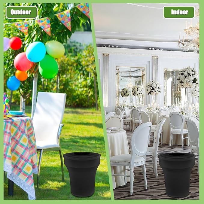 BTSKY 3Pcs Black Round Trash Can Cover 32 Gallon Stretch Spandex Trash Can Covers Outdoor Decorative Trash Bin Covers for Outside Wedding Parties Commercial Fundraiser Decor