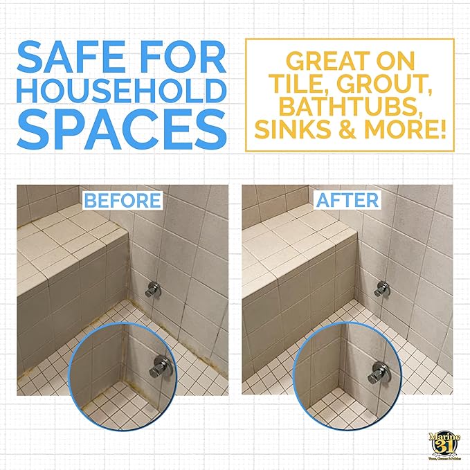 Marine 31 Mildew Stain Remover & Cleaner | Effective for Boats, Homes, Patios, Bathrooms & Showers | Removes Mold & Mildew Stains | Combo Pack | M31-370-RFK-1 | 20oz & Gallon