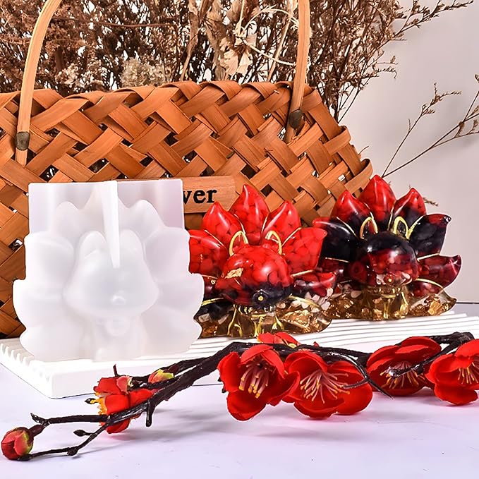 Tail Fox Mold Fox Silicone Wave Spiral Candle Mold - Silicone Resin Casting Molds for Candle & Resin & Soap Craft Supplies