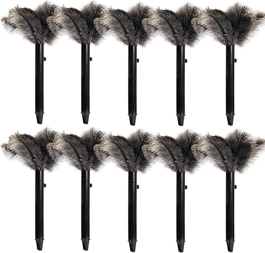 Retractable Ostrich Feather Duster for Cleaning, 15 Inch Fluffy and Natural Feather Duster with Retractable Handle， Reusable Eco-Friendly Handheld Cleaning Supplies (10 pcs)
