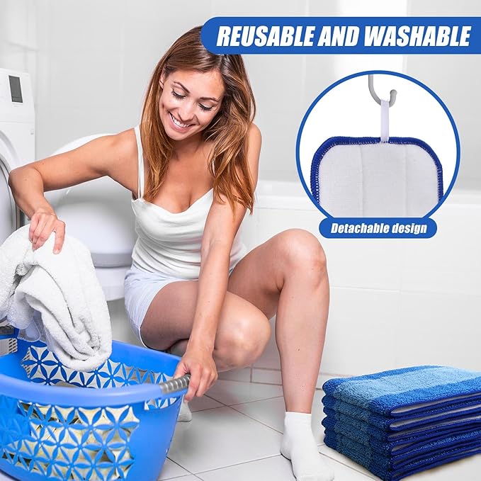 50 Pieces Microfiber Cleaning Pads Compatible with Bona Mop Reusable 18 Inch Replacement Cleaning Pads Washable Refills Replacement Heads for Floor Cleaning