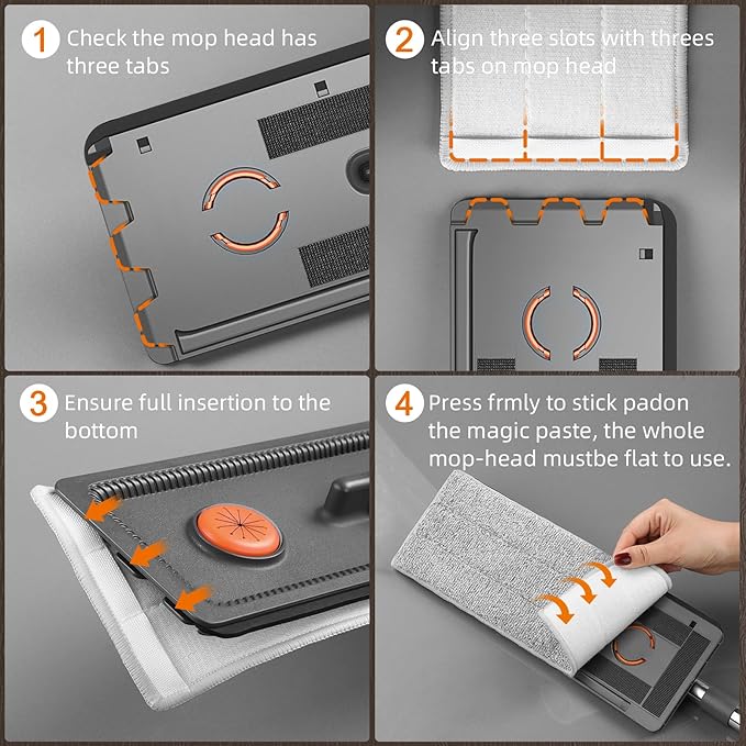 MOPALL Mop and Bucket with Wringer Set for Home, Hands-Free Flat Mop and Bucket Set for Floor Cleaning and Window Wall Cleaner, Wet and Dry Mop with 61" Long Handle and 3 Microfiber Pads