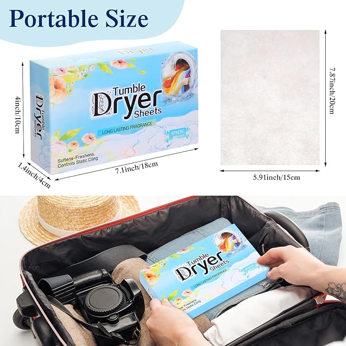 18 Pack Dryer Sheets Bulk Fabric Softener Dryer Sheets Fabric Softener Plant Formula Organic Naturally Softens and Removes Static Cling, 40 Count