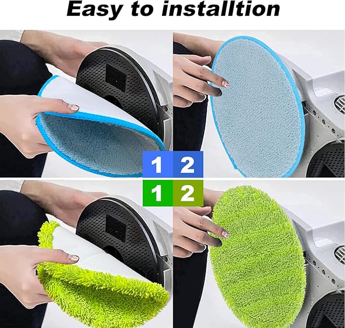 Electric Mop Pads, 6.3inch Floor Cleaning Round Spin Mop Pads for Electric Mop, 6.3inch Round Electric Mop Pads(6 Pack)