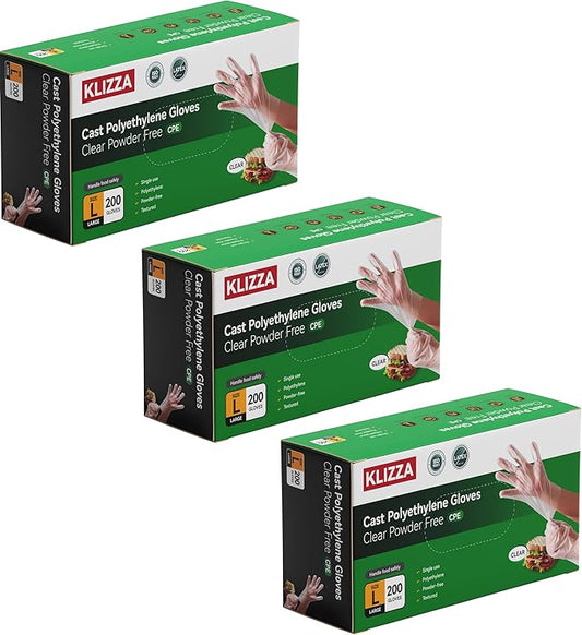 200-600PCS Plastic Gloves Disposable, 2.3 Mil Latex and Powder Free, Clear Gloves for Cooking, Food Prep, Cleaning