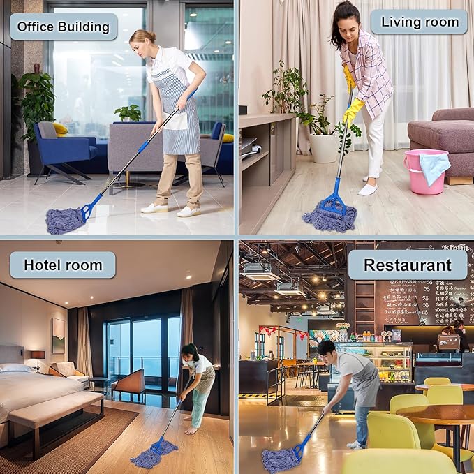 JERIA 8 Pack Heavy Duty Mop Head Replacements,String Mop Head for Commercial,Used for Home,Office and Kitchen,Washable,Reusable Mop