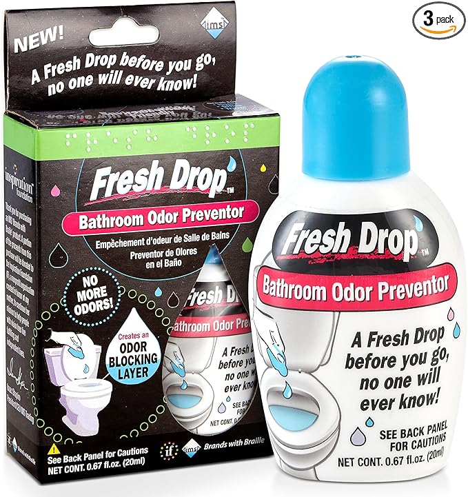 Fresh Drop Poop Odor Eliminator, Toilet Odor Eliminator, One Drop Toilet Deodorizer, Toilet Spray, Air Freshener Spray, 0.67 Fl Oz Each, 3 Pack
