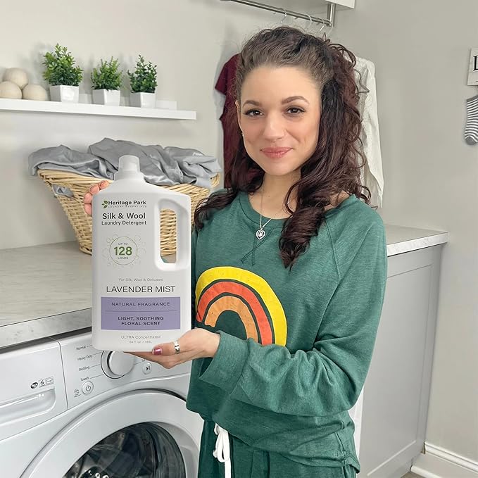 Heritage Park Silk & Wool All-Natural Lavender Mist Scent, pH-Neutral Laundry Detergent - Enzyme-Free, Concentrated Up to 128 loads (64 fl oz)