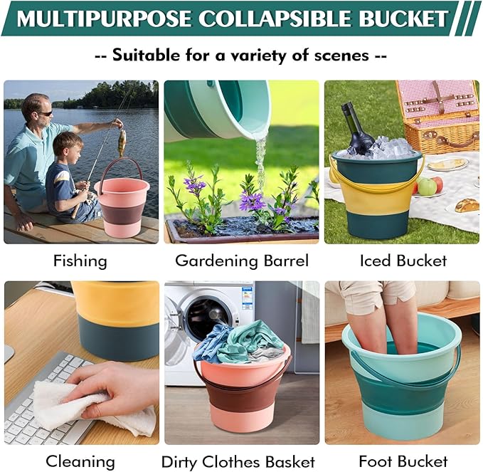 Collapsible Bucket 3PCS 4.5 Gallon/17L Small Plastic Household Cleaning Mop Buckets Foldable Water Bucket for Car Wash Fishing Camping Beach (Large 3 PCS)