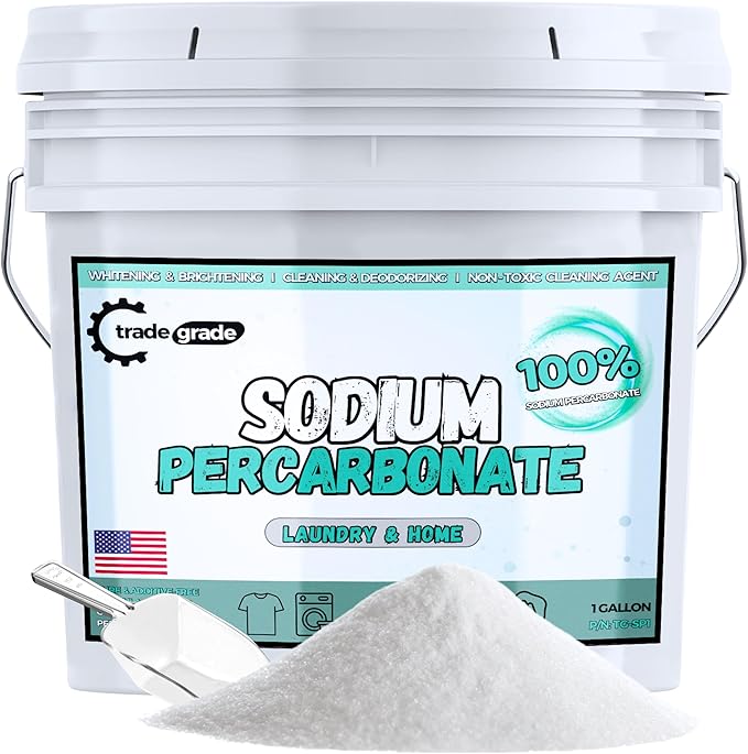 TradeGrade Sodium Percarbonate Powder – Eco-Friendly Non-Toxic Oxygen Bleach for Laundry, Home & Outdoor Cleaning – Biodegradable, Scent-Free, Multi-Purpose Cleaner in Resealable Bucket (10 Pounds)