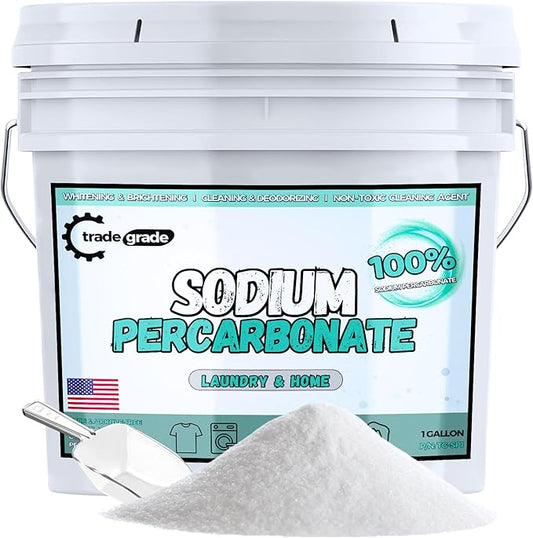 TradeGrade Sodium Percarbonate Powder – Eco-Friendly Non-Toxic Oxygen Bleach for Laundry, Home & Outdoor Cleaning – Biodegradable, Scent-Free, Multi-Purpose Cleaner in Resealable Bucket (10 Pounds)