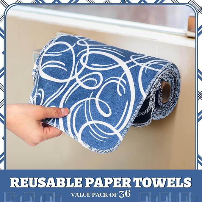 36 Pack Reusable Cleaning Cloths Washable Cotton Kitchen Towels for Home
