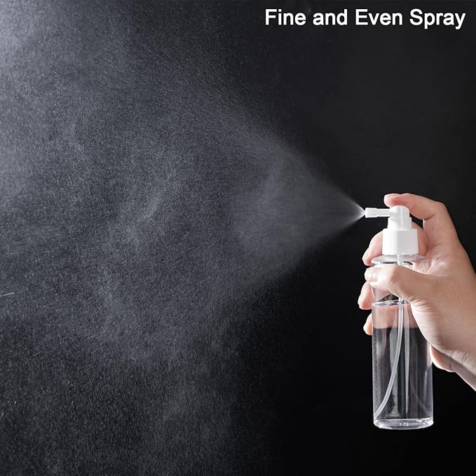 Yebeauty 4 Pack Refillable Small Spray Bottles Plastic Empty Fine Mister Long Mouth Travel Spray Bottle with Tight Cap Durable Sprayers Atomizer for Hair Perfumes Cleaning, 200ml/6.8oz Clear