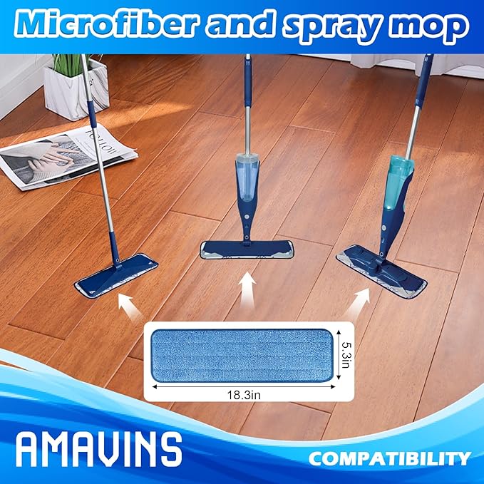 3 Pack Microfiber Cleaning Pads for Bona Mop, Reusable Microfiber Mop Pads for 18 Inch Mop, Hardwood Floor Replacement Cleaning Mop Pads, Machine Washes