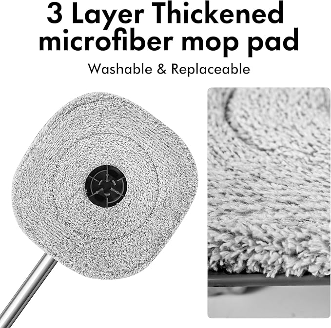 Spin Mop and Bucket Set with Separate Dirty and Clean Water,360° Spin Mop and Bucket System with Widening Foldable Handle,4 Replaceable Mop Pads,Square Mop for Floor Hardwood Tile Marble Wall Cleaning