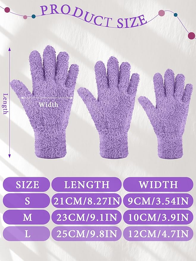 Patelai 3 Pairs Microfiber Plant Dusting Gloves Leaf Cleaning Gloves for Indoor Plants, Blinds, Furniture, House(Medium,Reddish Violet, Blue, Purple)