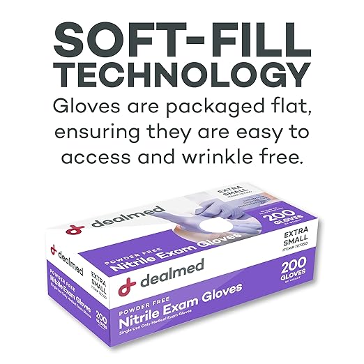 Dealmed Nitrile Gloves – 2000 Count X-Small Disposable Nitrile Gloves, Non-Irritating Latex Free, Multi-Purpose Use for a First Aid Kit and More