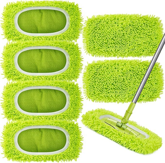 Reusable Dry Sweeping Cloths Microfiber Wet Mop Pads Compatible with Swiffer Sweeper Mop Replacement Sweeping Mopping pad Refills for Hardwood Surface Floor Cleaning (6PCS)